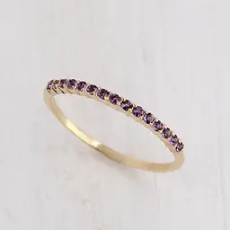 Каблучка з жовтого золота з аметистами 17 K-0226