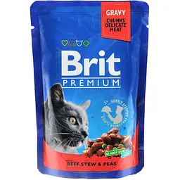 Вологий корм для котів Brit Premium Cat з яловичиною і горошком 100 г