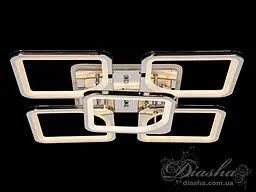 Люстра стельова LED Diasha 8060/4+1HR, 150W, 4100K, сріблястий метал, сучасний стиль для вітальні