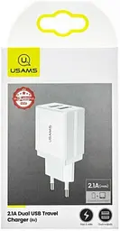 Мережевий зарядний пристрій Usams US-CC090 T24 2.1A Dual USB Travel Charger білий (6958444982588) - мініатюра 4