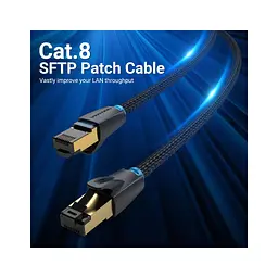 Патч-корд 5м, S/FTP cat 8 RJ-45 COPPER black Vention (IKGBJ) - мініатюра 2