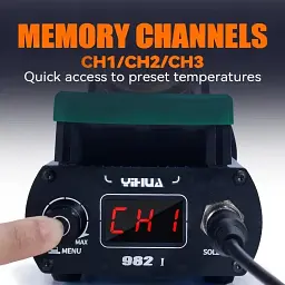 Паяльна станція Yihua 982-I Точне регулювання температури / з двома паяльниками JBC C210 + C245 / 3 канали пам'яті / 90-450 ° C / 120 Вт (19455) - мініатюра 7