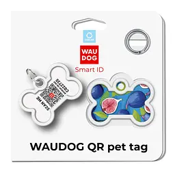 Адресник для собак і котів Waudog Smart ID з QR паспортом Інжир кістка 40 х 28 мм - мініатюра 6