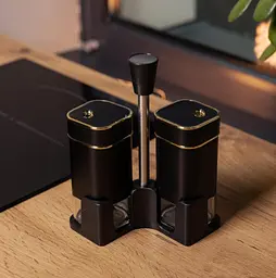 Органайзер набір Condiment Set для спецій на підставці з 2 баночками для солі та перцю по 120 мл Чорний - мініатюра 4