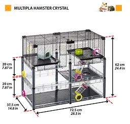 Модульна клітка для хом'яків та мишей Ferplast Multipla Hamster Crystal з аксесуарами чорна 72.5x37.5x62 см 57007617 - мініатюра 2