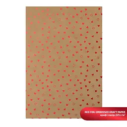 Крафт папір з тисненням „Red Hearts“, 21х29,7см, 225 г/м2, ROSA TALENT