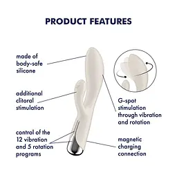 Вібратор-кролик Satisfyer Spinning Rabbit 1 20 см білий - мініатюра 6