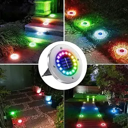 Лампа сонячна садова RGB вулична в землю вбивний диск LED світильник SuperLED, 4 шт. - мініатюра 9