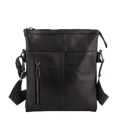 Сумка чоловіча шкіряна чорна Tiding Bag 80261A через плече пласка - мініатюра 2
