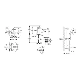 Набір змішувачів 3 в 1 для ванної кімнати Grohe QuickFix Start Black UA303301MQ, Чорний матовий - мініатюра 2