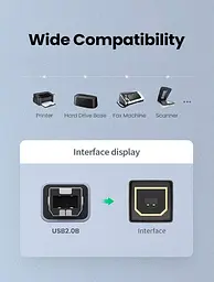 Перехідник UGREEN US382 USB C на USB B Printer Adapter для принтера, жорсткого диска, док станції, факсу Grey - мініатюра 3