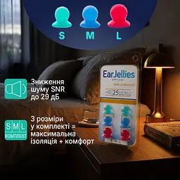 Беруші для сну Earjellies багаторазові із силікону з пам'яттю форми 3 розміри (1105-02) - мініатюра 3