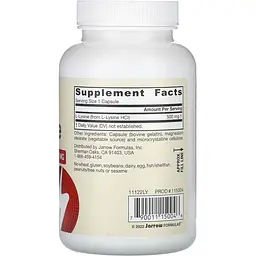L-Лізин Jarrow Formulas L-Lysine 500 мг 100 капсул - мініатюра 3