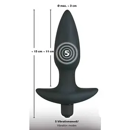 Анальна пробка з вібрацією Orion Black Velvet Vibrating Plug Medium, 15х3 см, M - мініатюра 2