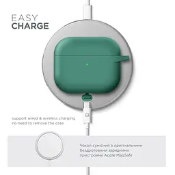 Силіконовий чохол для навушників Apple AirPods 3, Hang Case, зелений, ультратонкий захисний кейс товщиною 2 мм, захист від подряпин, пилу та ударів, компактний, з карабіном для кріплення, ArmorStandart (ARM60319) - мініатюра 7