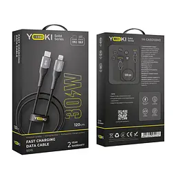 Кабель для заряджання та обміну даними Yoki YK-SO15 SOLID Series 30W 3A/10V 1.2 м Чорний - мініатюра 2