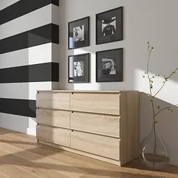 Комод Vays R-7, 6 шухляд без ручок, ЛДСП, 140×40×75 см - для дому, офісу, вітальні, спальні - мініатюра 4