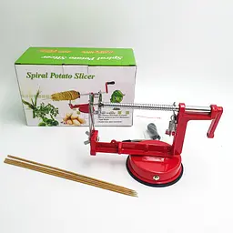 Машинка слайсер для спіральної нарізки картоплі картоплерізка UKC Spiral Potato Slicer червоний - мініатюра 7