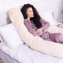 Подушка MirSon для вагітних і відпочинку Velvet Line №8019 U-подібна Cream (2200006178514) - мініатюра 6