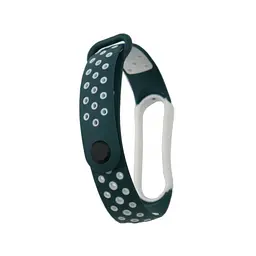 Силіконовий ремінець для фітнес браслета XiaomiXiaomi Smart Band 5 6 7 Green White Sport Зелений Білий Спортивний