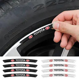 Емблема обода колеса Toyota 4 шт Алюміній наклейка на диски на скотчі Чорні - мініатюра 3