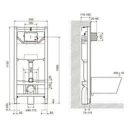 Комплект інсталяція Volle i-Frame 3в1 i9120C + унітаз Volle Cadiz з сидінням Slim slow-closing хром 1339.001000, Білий - мініатюра 2