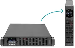 Digitus Джерело безперебійного живлення (ДБЖ) Online, 1000VA/1000W, LCD, 8xC13, RJ45, RS232, USB, Rack/Tower - мініатюра 3
