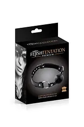 Кляп із силіконовою кулькою Fetish Tentation Premium Leather gag with silicone ball Black, шкіра - мініатюра 2