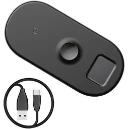 Бездротовий зарядний пристрій Baseus Smart 3 в 1 (Phone + Watch + Pods) 18W WX3IN1-B01 Black - мініатюра 2