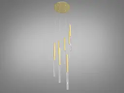 Люстра стельова LED Diasha 3007/8G, 24W, 8 ламп, золото, IP20, для коридору та вітальні - мініатюра 2
