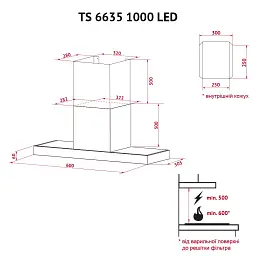 Витяжка декоративна Т-подібна Perfelli TS 6635 I/BL 1000 LED - мініатюра 12