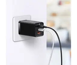 Мережевий зарядний пристрій Baseus 65W GaN5 Pro 3 порти CCGP120201 - мініатюра 6