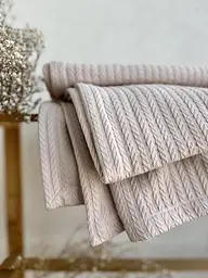 Покривало Zeintex Косичка бавовняне бежеве - мініатюра 4