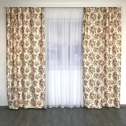 Атласні штори в стилі прованс з кавовими квітами 2шт 150х270 ALBO pbe0052960