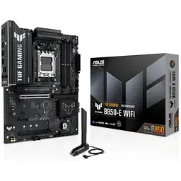 Материнська плата AM5 Asus TUF GAMING B850M-E WIFI, B850, 4xDDR5, Int.Video (CPU), 4xSATA3, 3xM.2, 1xPCI-E 5.0 x16, 1xPCI-E 4.0 x1, Realtek 7.1, Realtek 2.5Gb, WiFi 6E, Bluetooth 5.3, 6xUSB 3.2 / 4xUSB 2.0, HDMI/2xDP, MicroATX