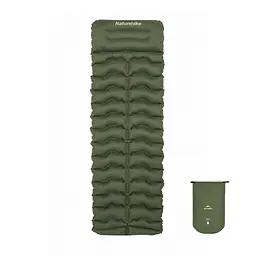 Матрац туристичний надувний одномісний Naturehike CNK2550WS019, 200x60x9.5 см, зелений, прямокутний із мішком для надування
