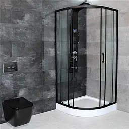 Душова кабіна Dusel EF-182B Black Matt 90x90, Чорний матовий, Універсальна, прозрачний, Чорний матовий, 90x90 - мініатюра 4
