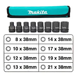 Набір головок ударних 1/2" 8-21 мм (8 шт) Makita B-54645 - мініатюра 7