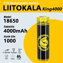 Акумулятор 18650 LiitoKala King4000 4000 mAh підвищеної ємності літій-іонний Li-Ion 8А, 3.7V Плоский плюс (19323) - мініатюра 2