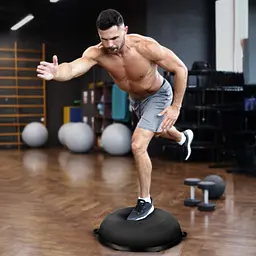 Балансувальна півсфера Gymtek Flex Core Half Ball 58см з еспандерами + насос чорний - мініатюра 2