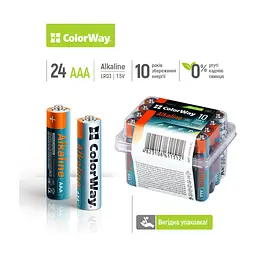 Батарейка ColorWay AAA LR03 Alkaline Power (лужні) x 24шт plastic box (CW-BALR03-24PB) - мініатюра 2