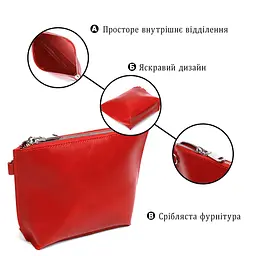 Жіноча глянсова косметичка із натуральної шкіри Shvigel 16410 червона - мініатюра 4