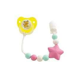 Ланцюжок для пустушки "Зірка" Baby Team 3390(Pink) силіконовий