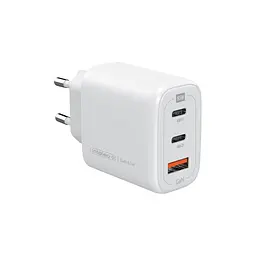Зарядний пристрій Intaleo 65 Вт GaN 2xUSB-C PD + USB-A QC 3.0 білий (1283126559525)