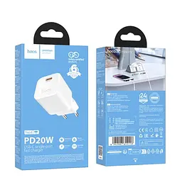 Мережевий зарядний пристрій Hoco N64 Ingenious single port PD20W charger(EU) Білий - мініатюра 2