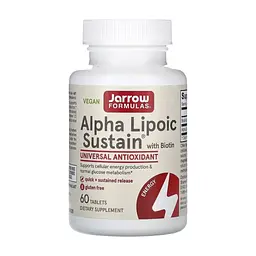 Антиоксидант Jarrow Formulas Альфа-Ліпоєва кислота з біотином, 300 мг, Alpha Lipoic Sustain, 60 (JRW-20010)