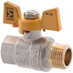 Кран кульовий Koer KR.218.G - 1/2" FM ГШМ Yellow, ручка "метелик" жовта KR0036 - мініатюра 4