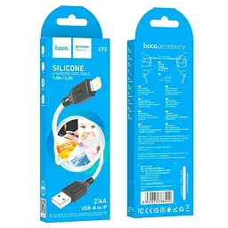 Кабель USB — Lightning силиконовый Hoco Cool silicone cable X90 1 метр белый - миниатюра 3
