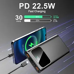 Портативний зарядний пристрій швидка зарядка 10000 мАг потужністю 22,5 Вт USB C вхід та вихід - мініатюра 8