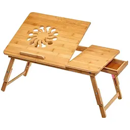 Столик для ноутбука в ліжко з вентиляцією Laptop Table Коричневий, мініклац — підставка для ноутбука в ліжко